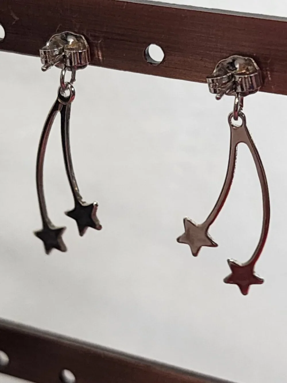 Avon Vintage Silver Tone Double Shooting Star Dangle with Star Stud Earrings